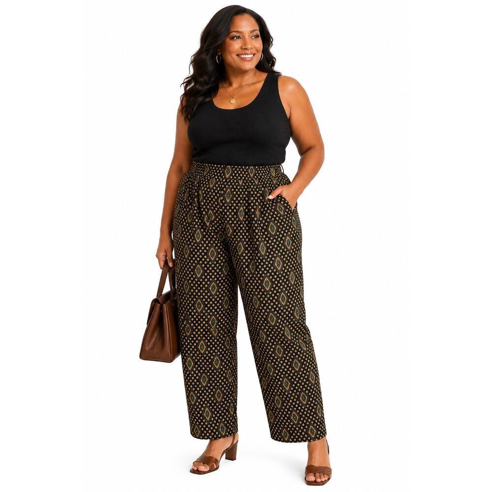 Vintage Hasting & Smith Boho Medallion Pull-On High Rise Pants Size 14